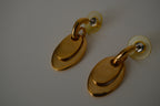 Vintage gold-tone oval dangle earrings