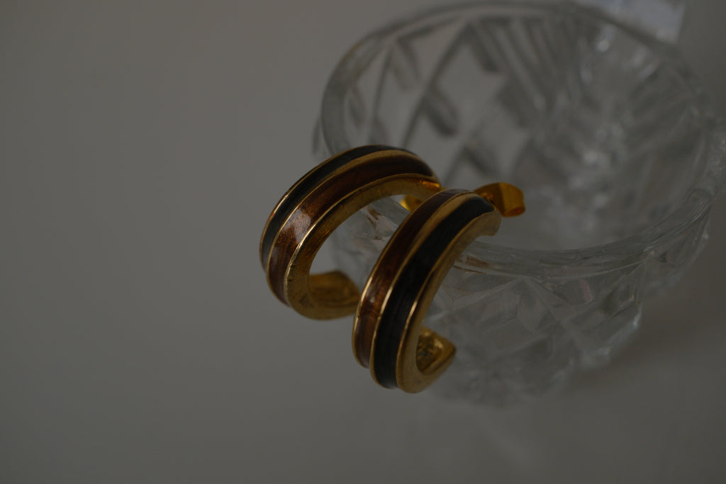 Vintage Black and Brown enamel earrings