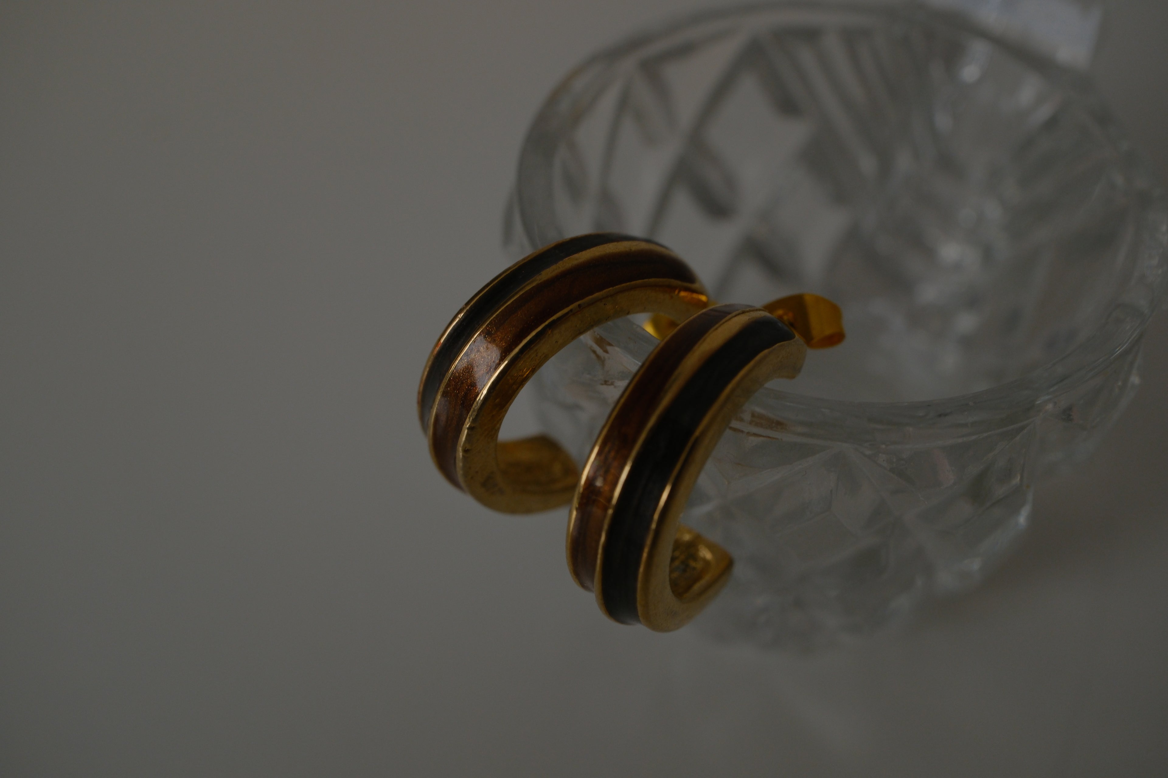 Vintage Black and Brown enamel earrings