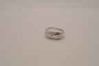 Modernist silver tone flush-set stone ring
