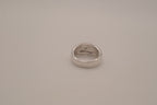 Modernist silver tone flush-set stone ring