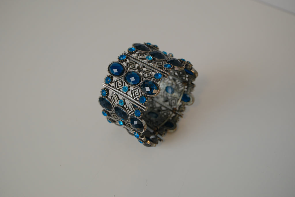 Blue adjustable cuff Bangle bracelet