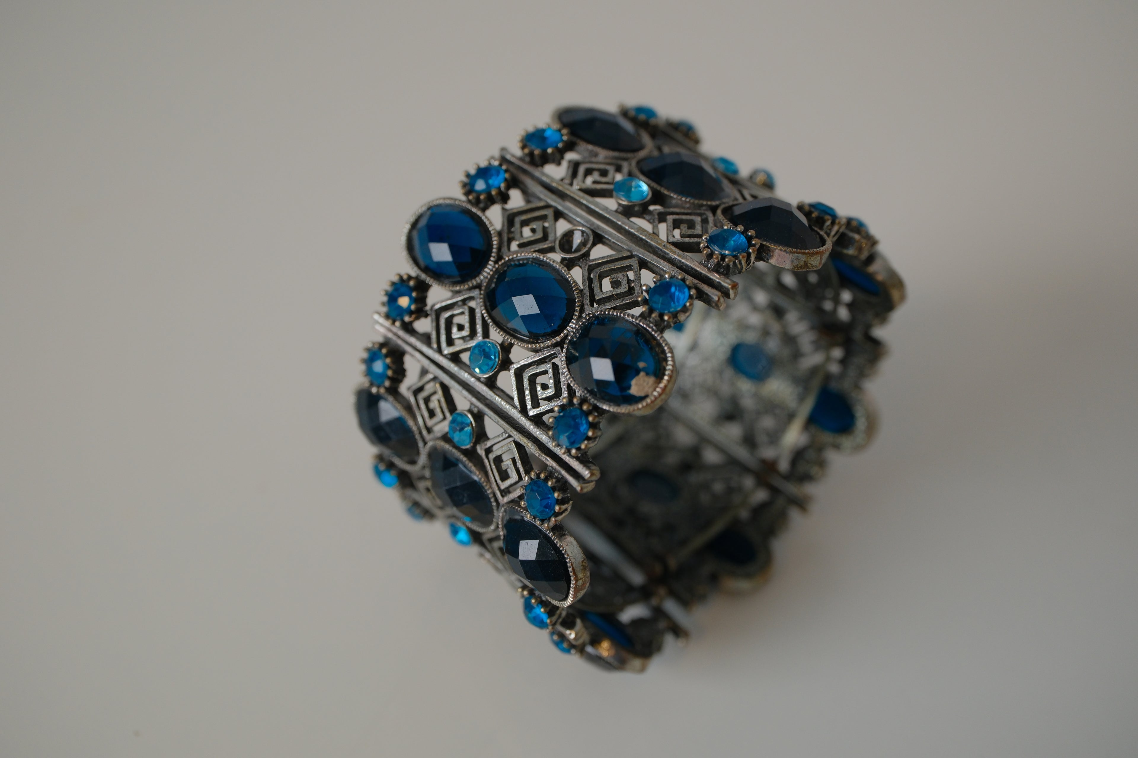 Blue adjustable cuff Bangle bracelet