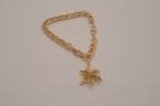 Vintage textured lily pendant charm bracelet