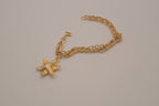 Vintage textured lily pendant charm bracelet