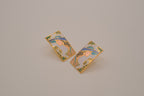 Vintage 1980s cloisonné enamel earrings