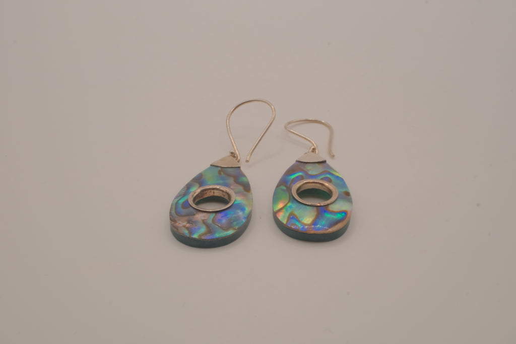 Sterling silver Abalone shell teardrop dangle earrings