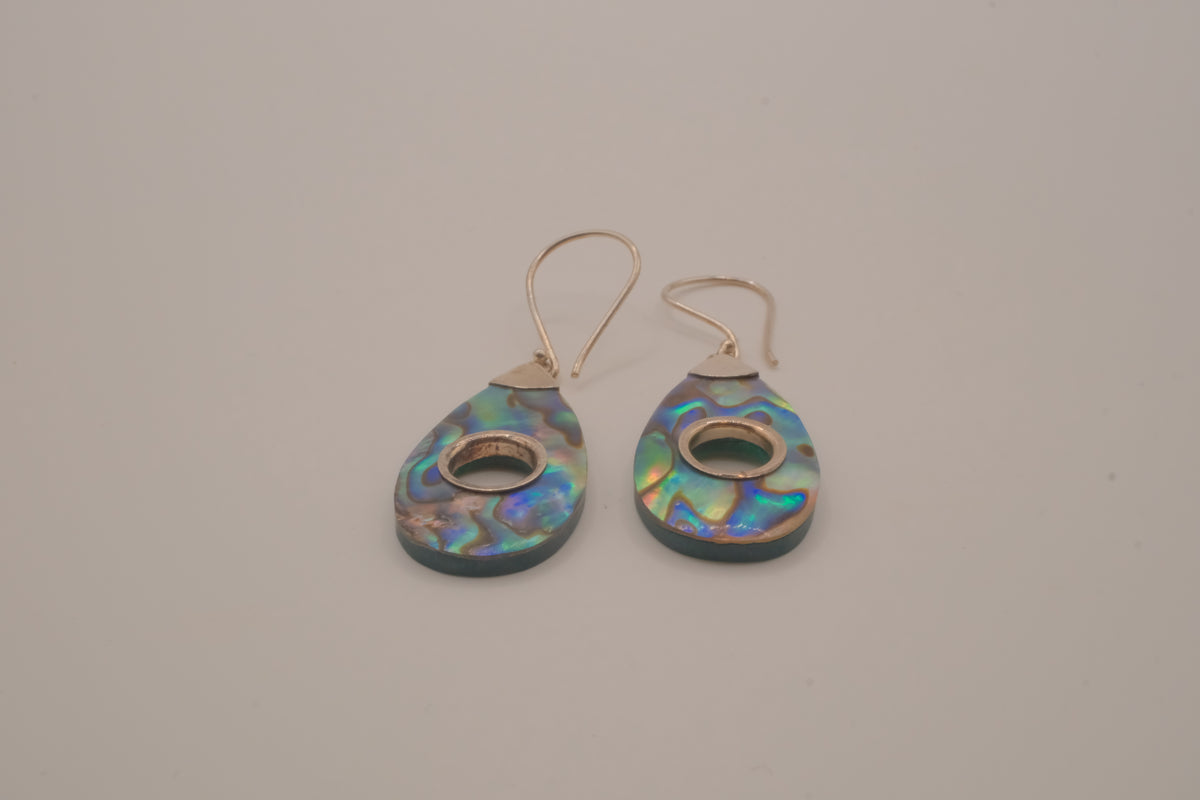 Sterling silver Abalone shell teardrop dangle earrings