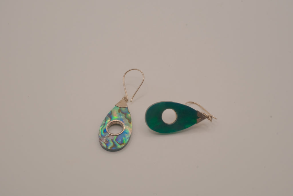 Sterling silver Abalone shell teardrop dangle earrings