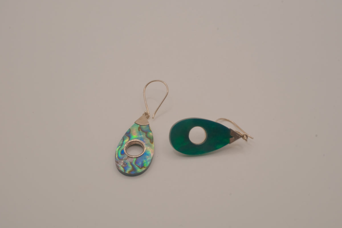 Sterling silver Abalone shell teardrop dangle earrings