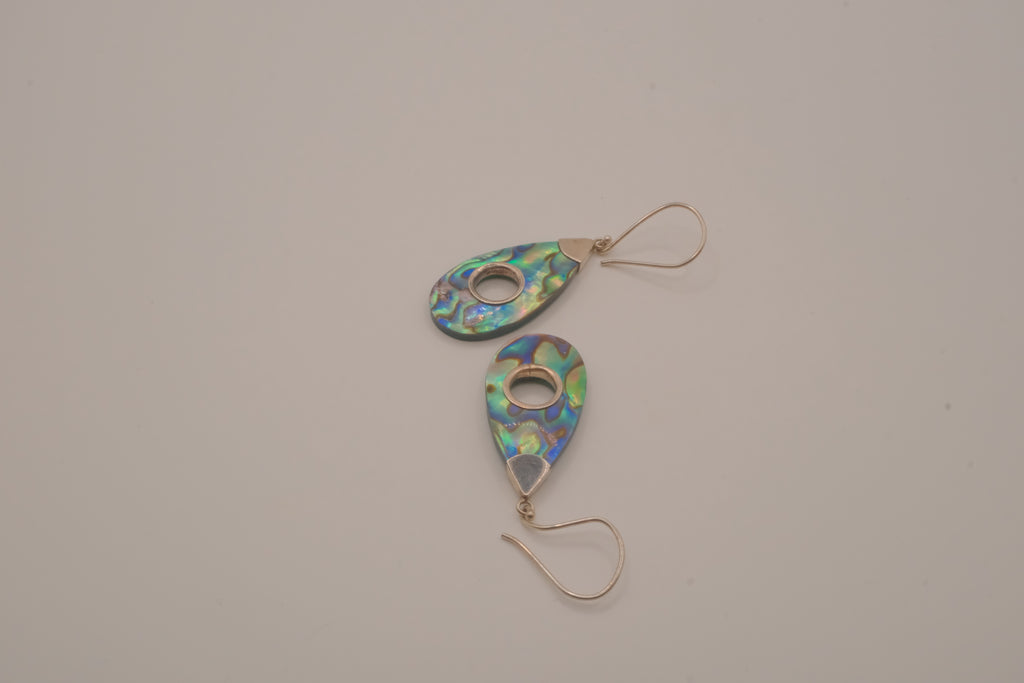 Sterling silver Abalone shell teardrop dangle earrings