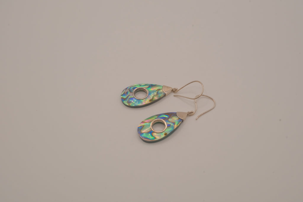 Sterling silver Abalone shell teardrop dangle earrings