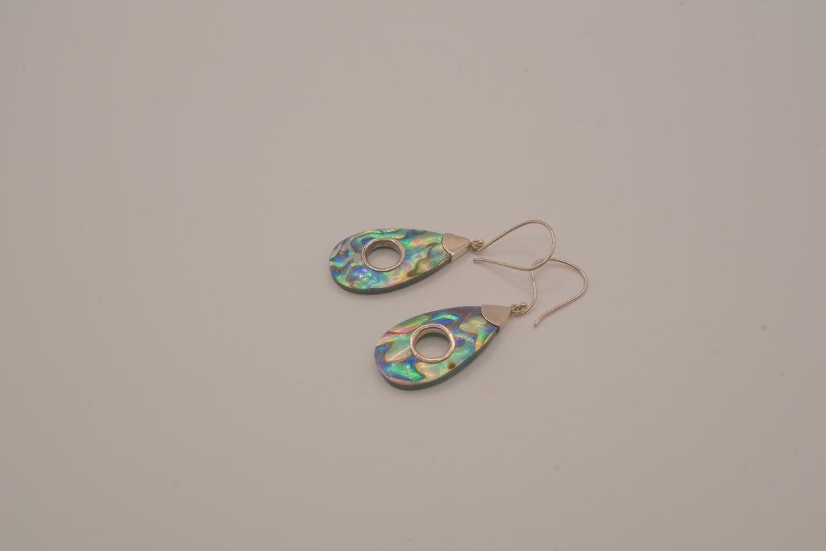 Sterling silver Abalone shell teardrop dangle earrings