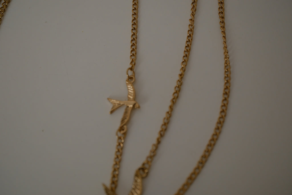 Vintage triple-layered flying birds necklace