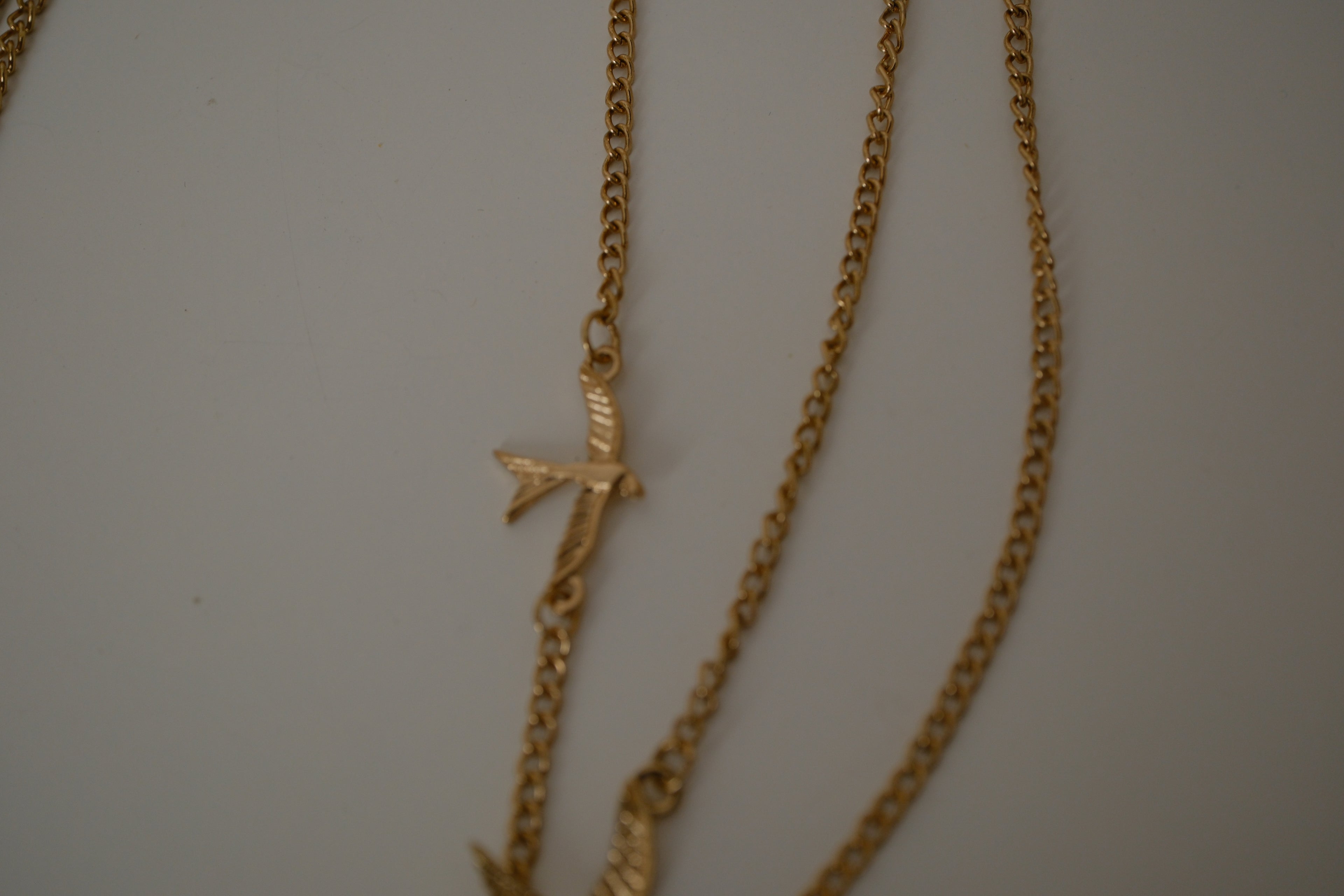 Vintage triple-layered flying birds necklace