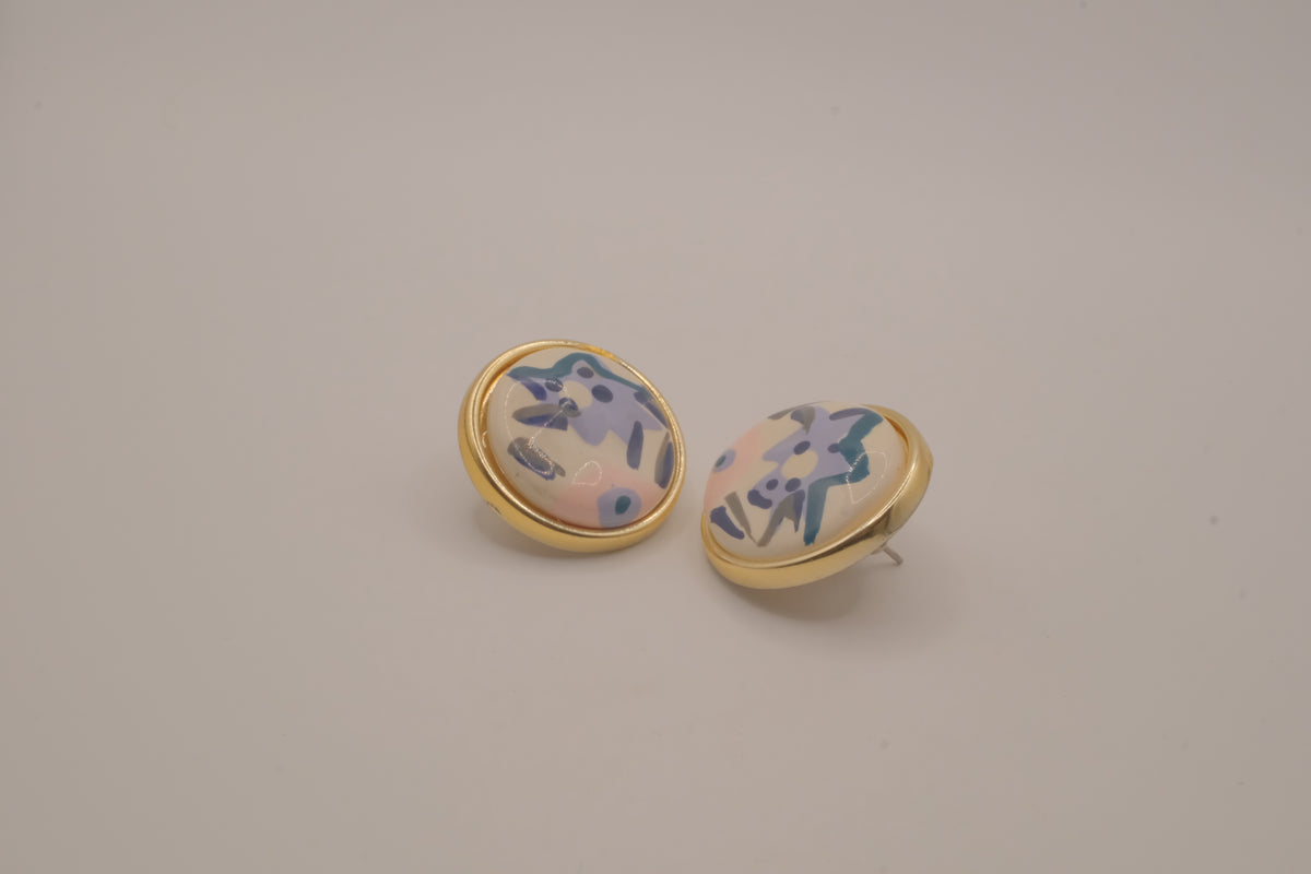 Vintage Pastel round stud earrings