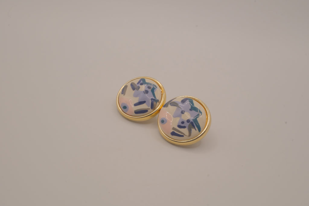 Vintage Pastel round stud earrings