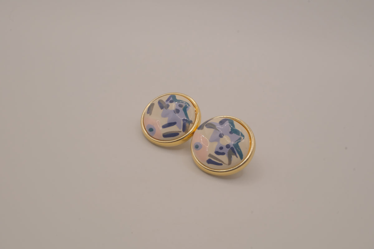 Vintage Pastel round stud earrings
