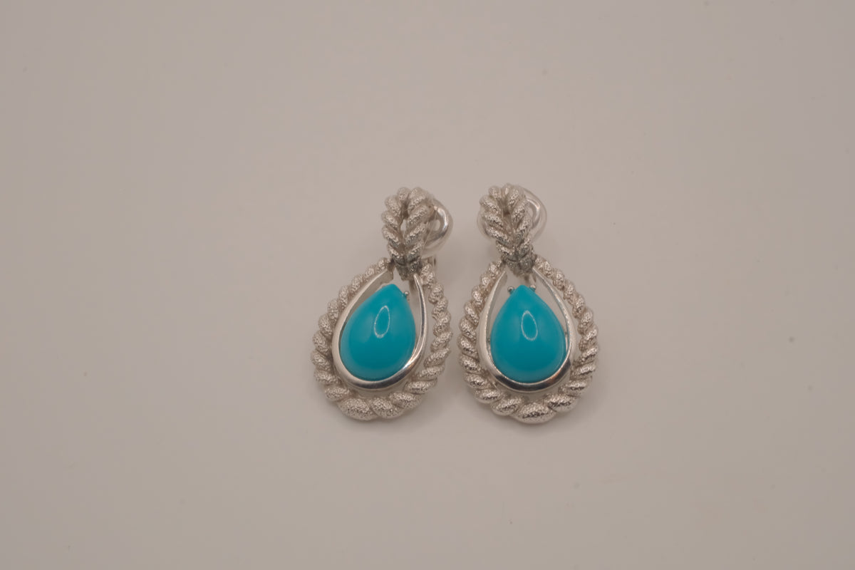 Vintage Avon faux turquoise teardrop clip-on earrings
