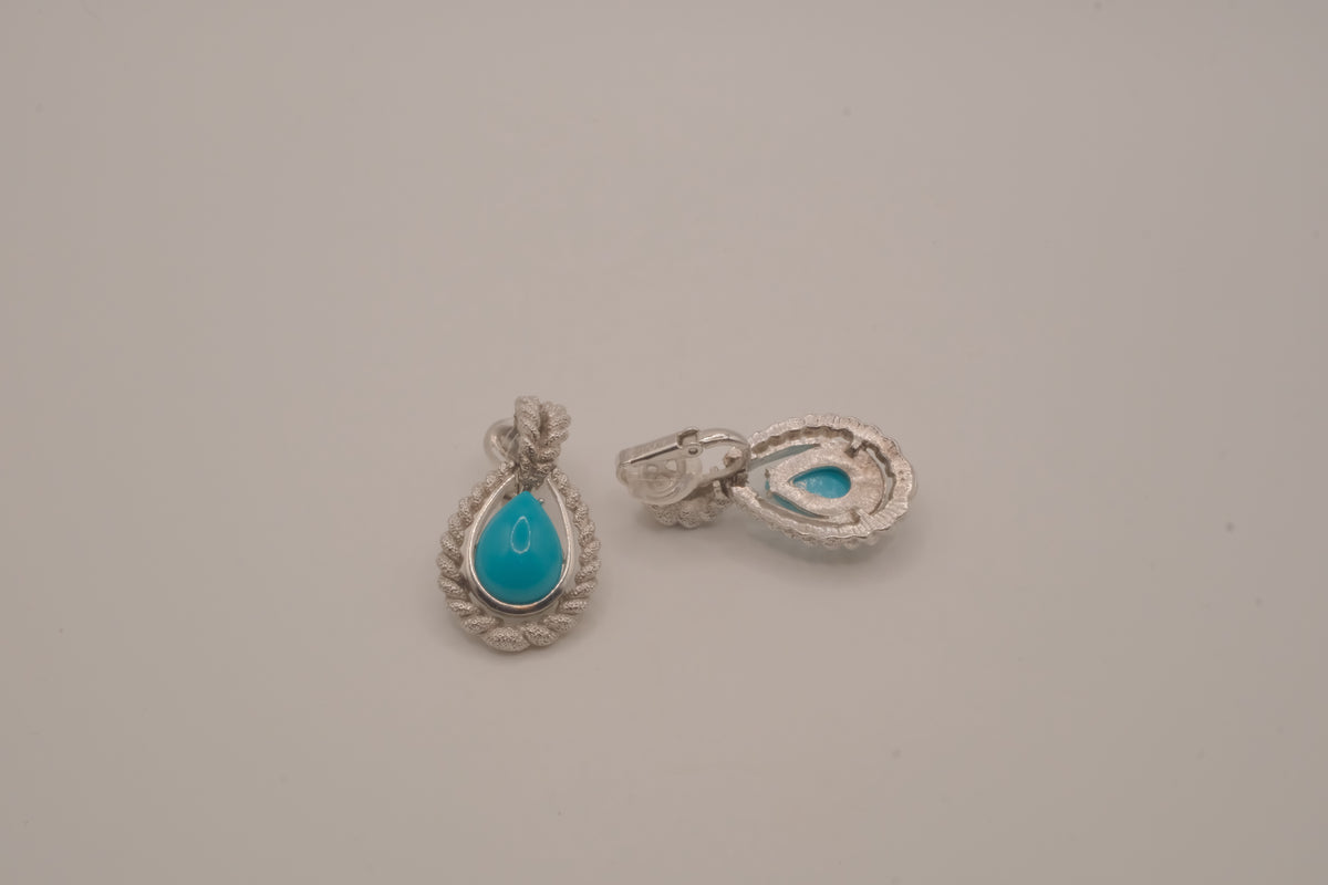 Vintage Avon faux turquoise teardrop clip-on earrings