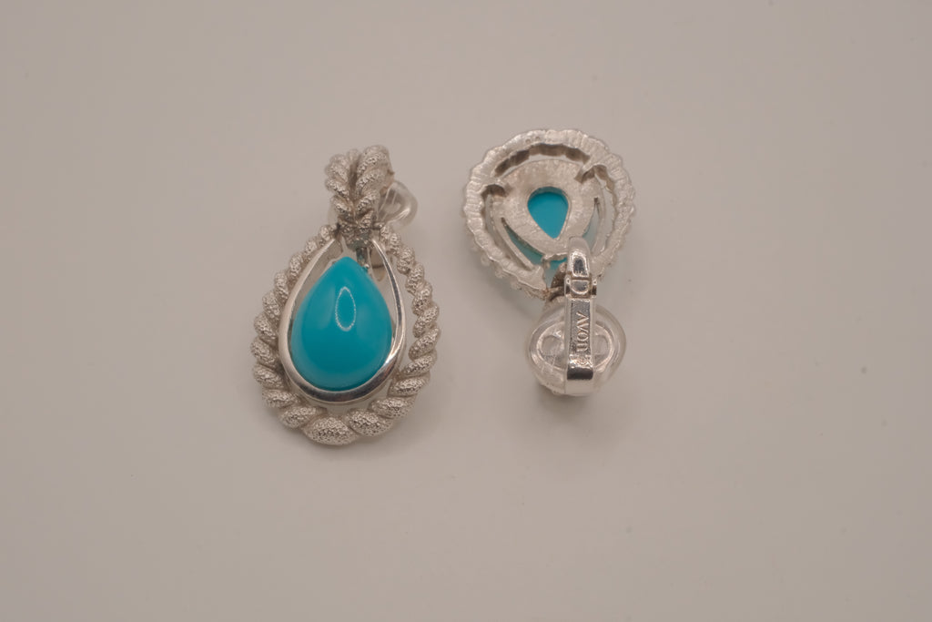Vintage Avon faux turquoise teardrop clip-on earrings