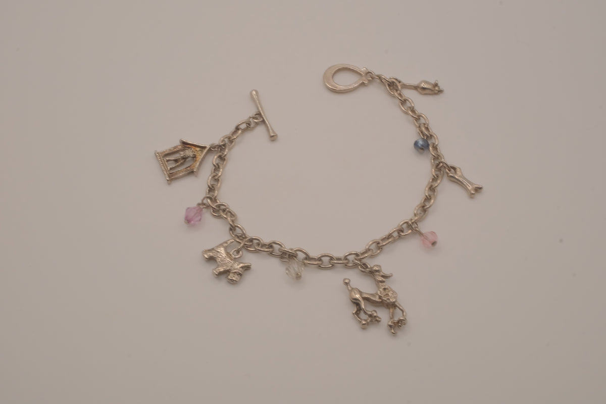 Vintage-style Canine silver charm bracelet
