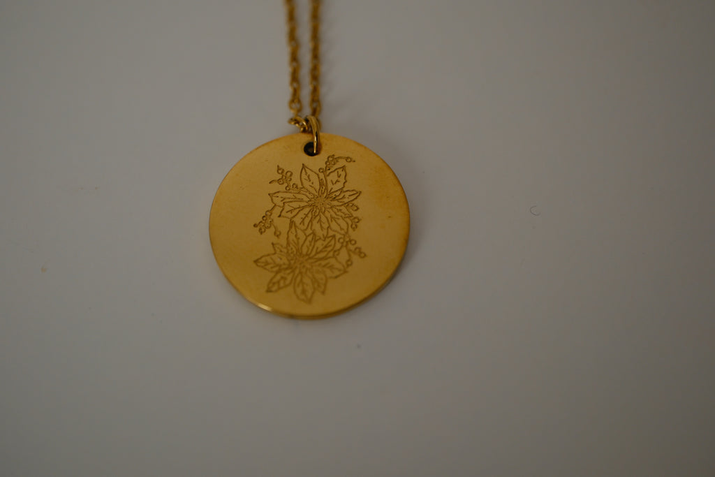 Vintage December birth flower pendant necklace