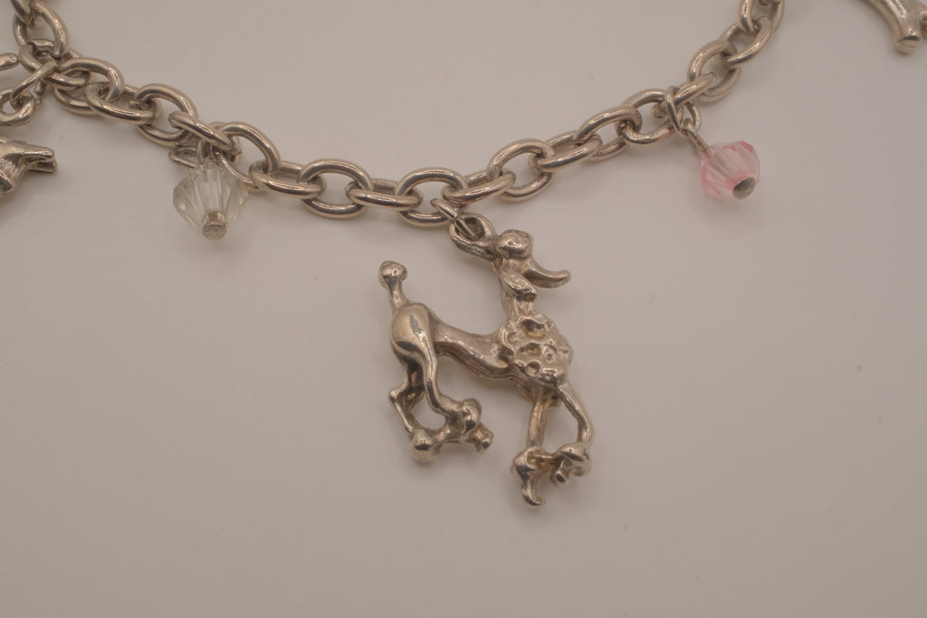 Vintage-style Canine silver charm bracelet
