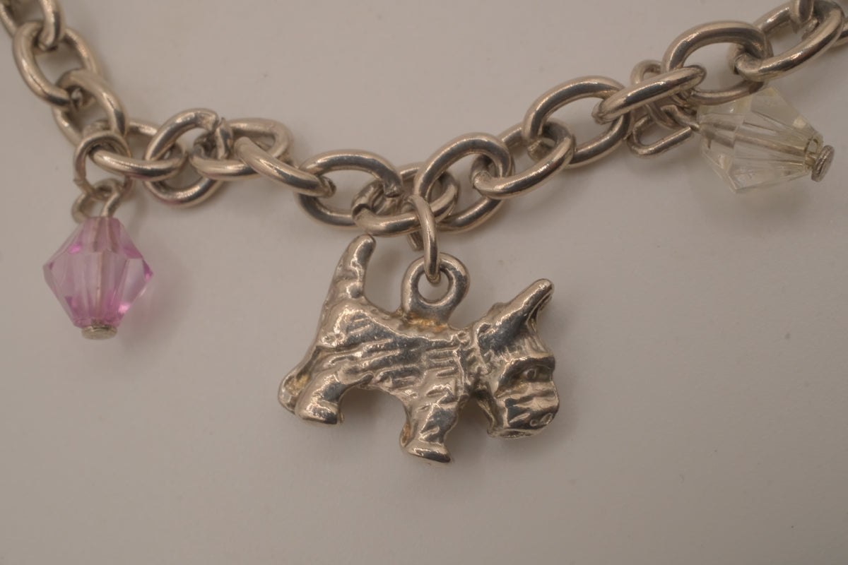 Vintage-style Canine silver charm bracelet