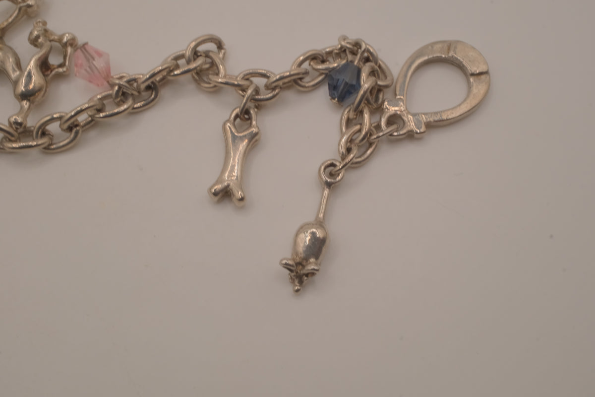 Vintage-style Canine silver charm bracelet