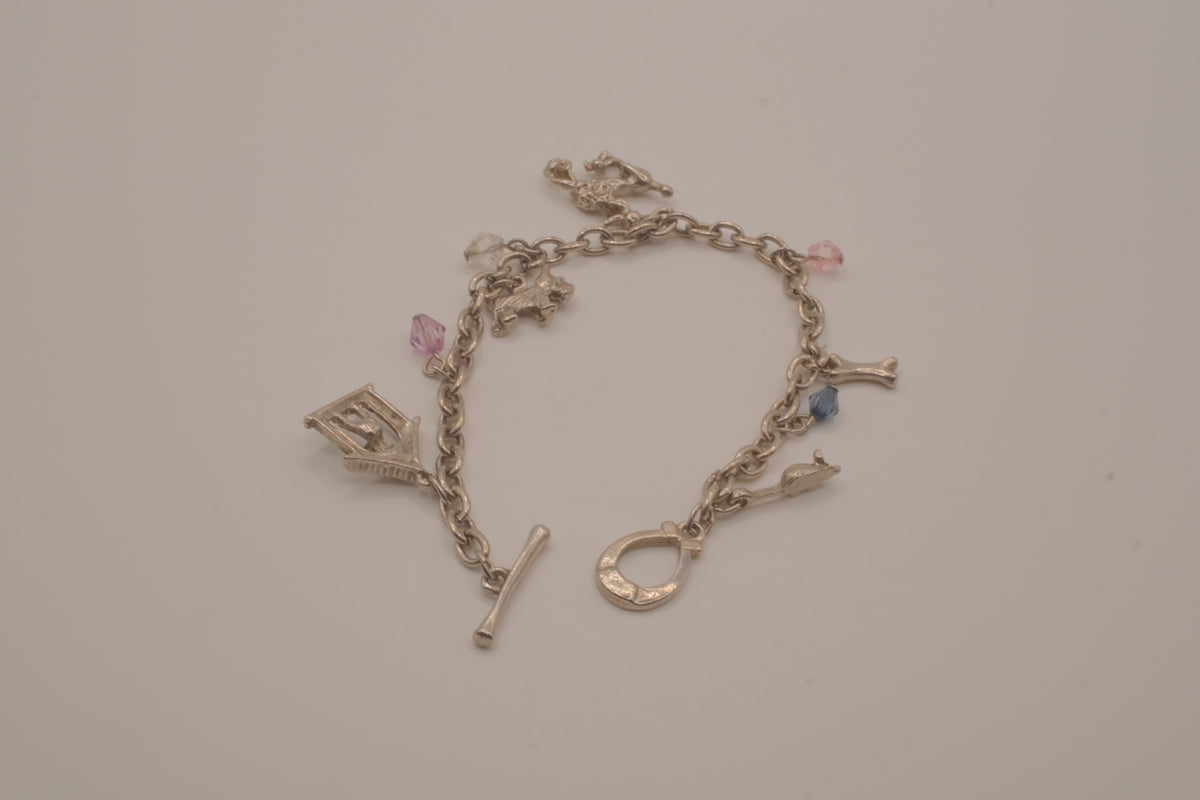 Vintage-style Canine silver charm bracelet