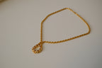 Vintage Braided chain with Red and white gemstone pendant