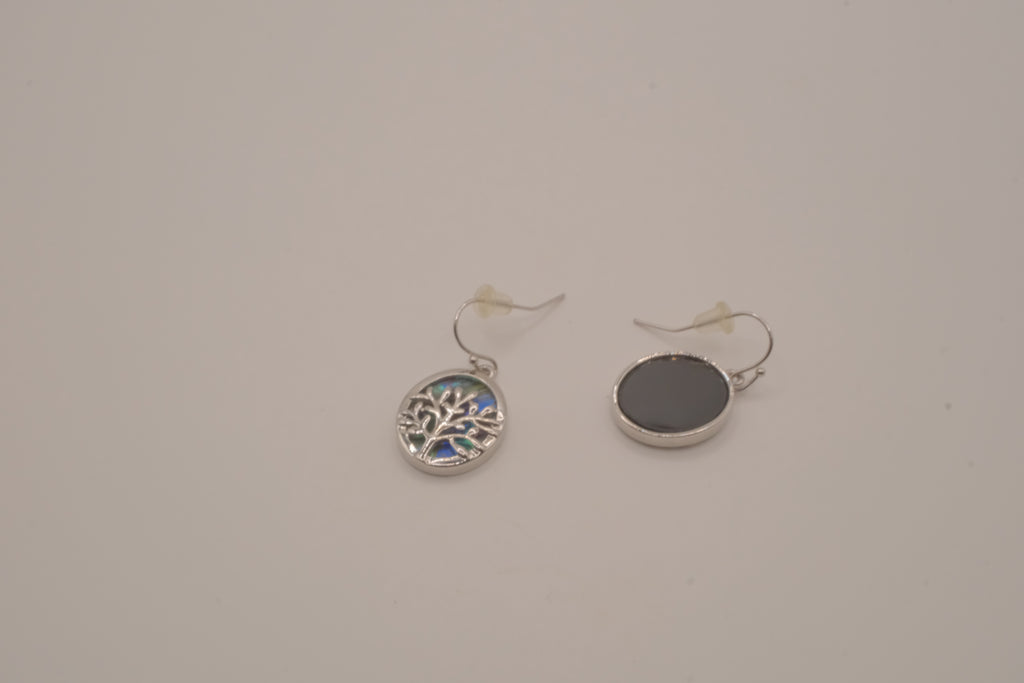 Tree of Life Abalone shell dangle earrings
