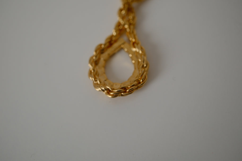 Vintage Braided chain with Red and white gemstone pendant