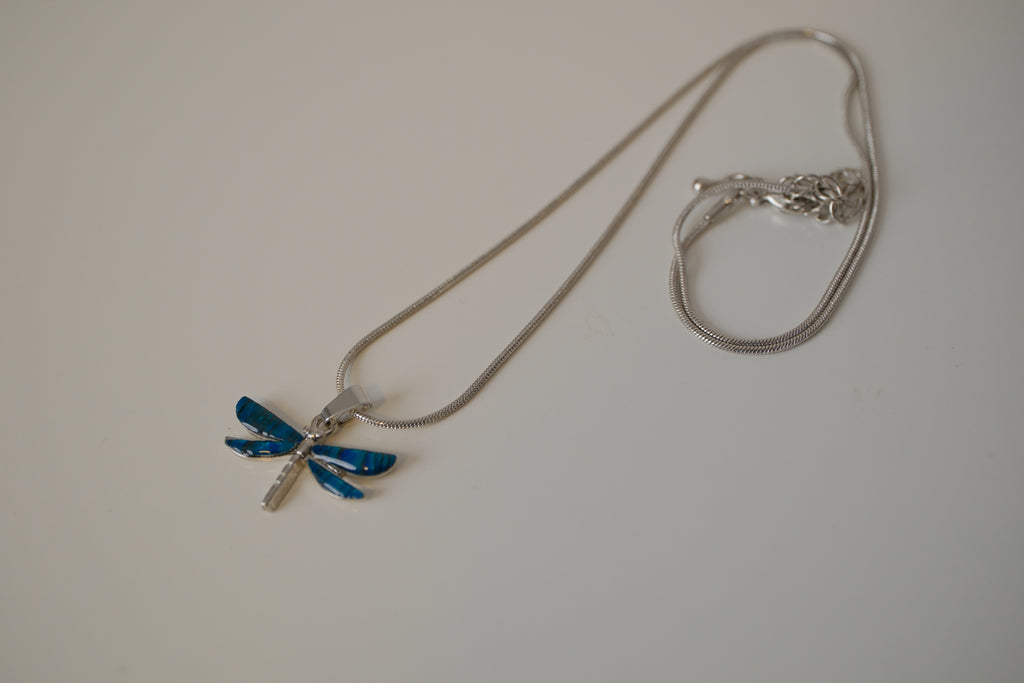 Abalone shell DragonFly pendant necklace