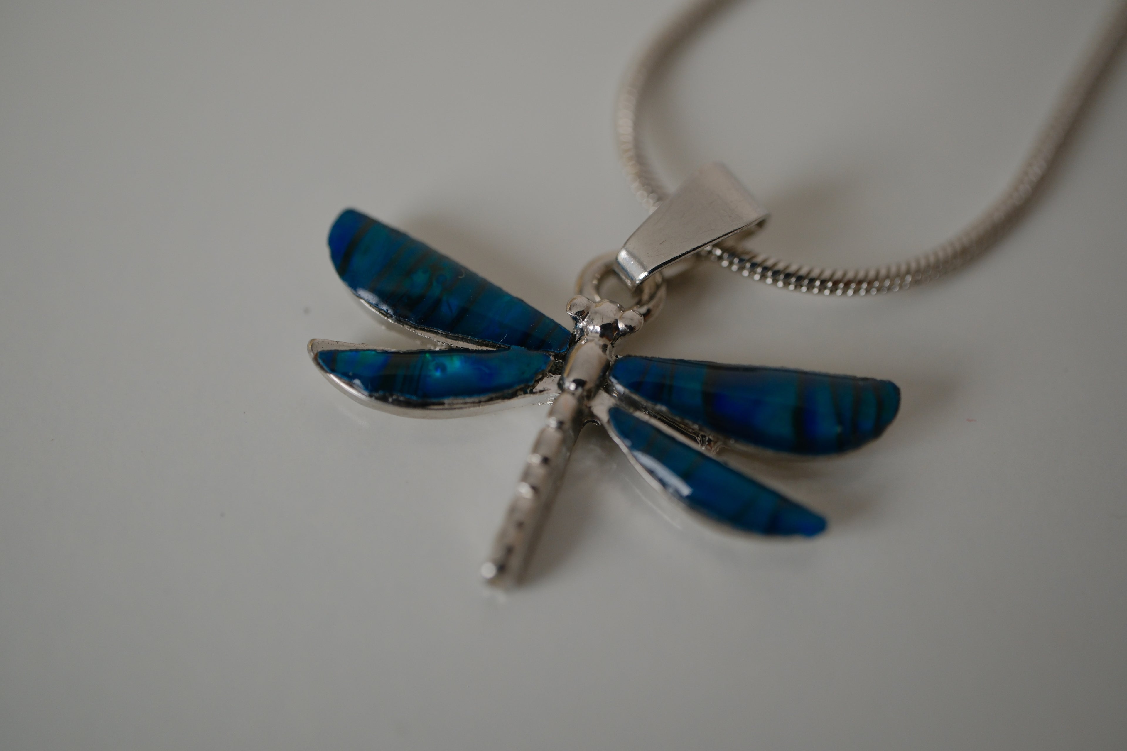 Abalone shell DragonFly pendant necklace
