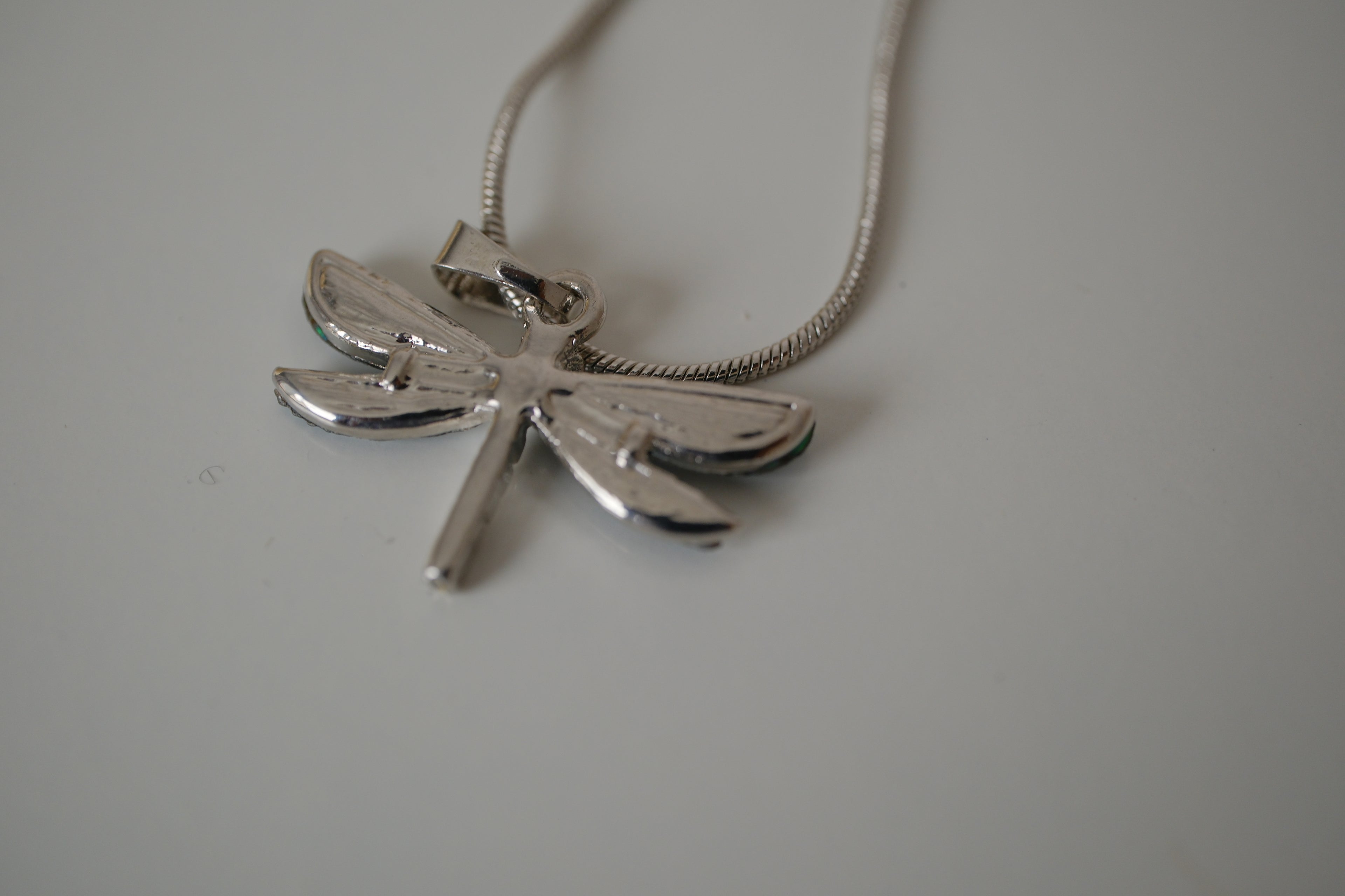 Abalone shell DragonFly pendant necklace