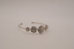 Silver tone rose cuff bracelet