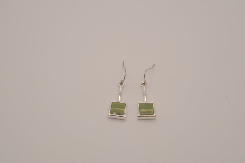 Vintage green square drop earrings