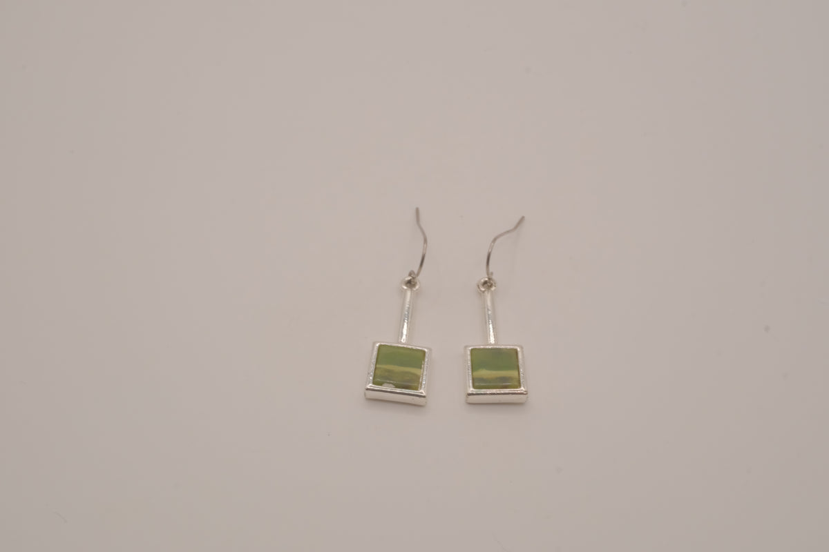 Vintage green square drop earrings