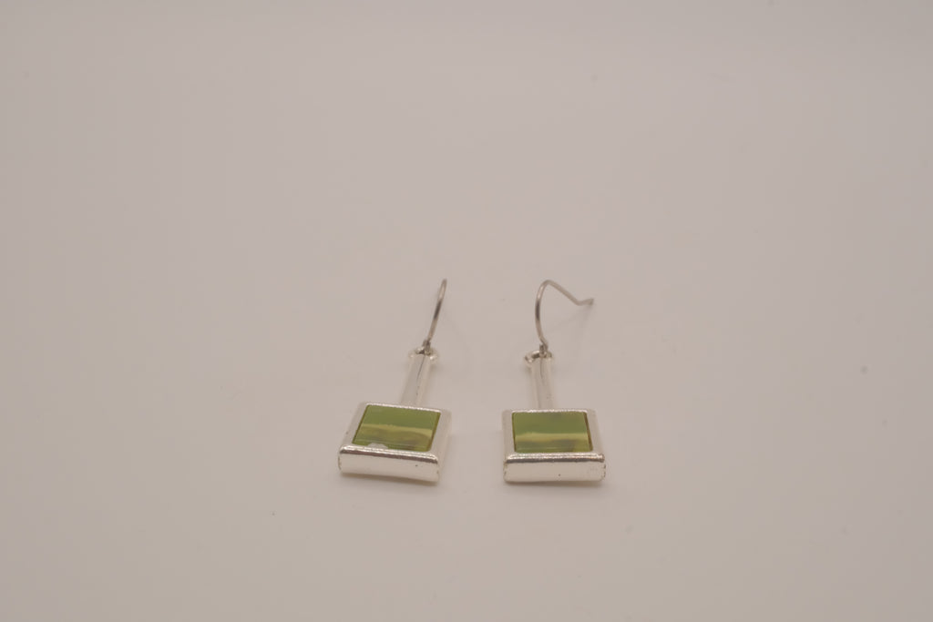 Vintage green square drop earrings