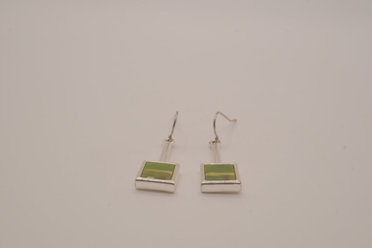 Vintage green square drop earrings