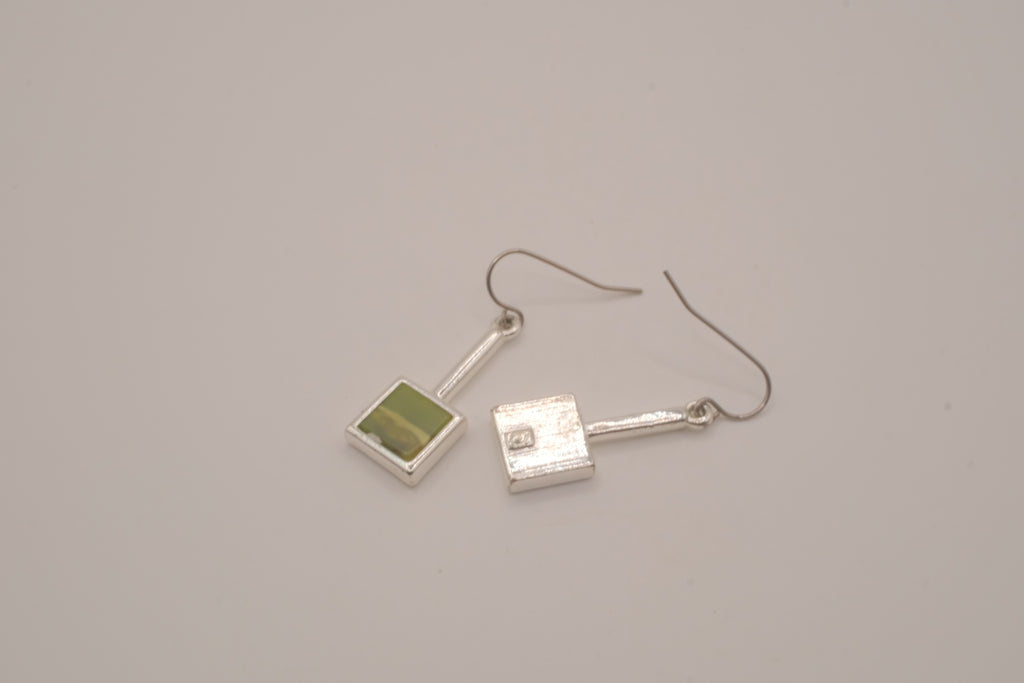 Vintage green square drop earrings