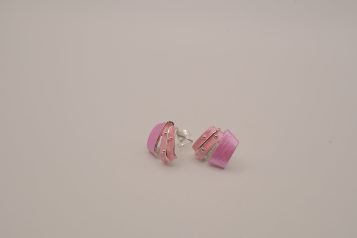 Vintage Pink sculptural layered hoop design