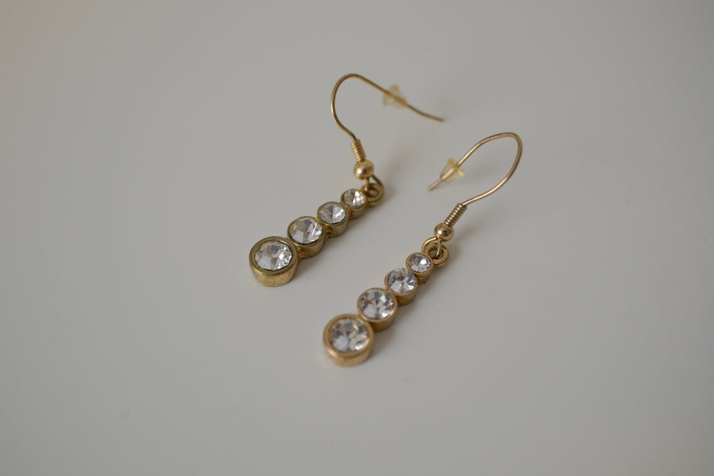 Vintage gold-toned graduated crystal dangle earrings