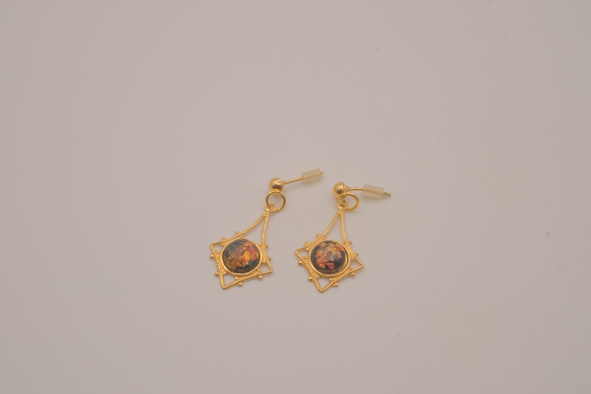 Vintage Rainbow flake dangle earrings