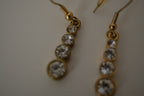 Vintage gold-toned graduated crystal dangle earrings