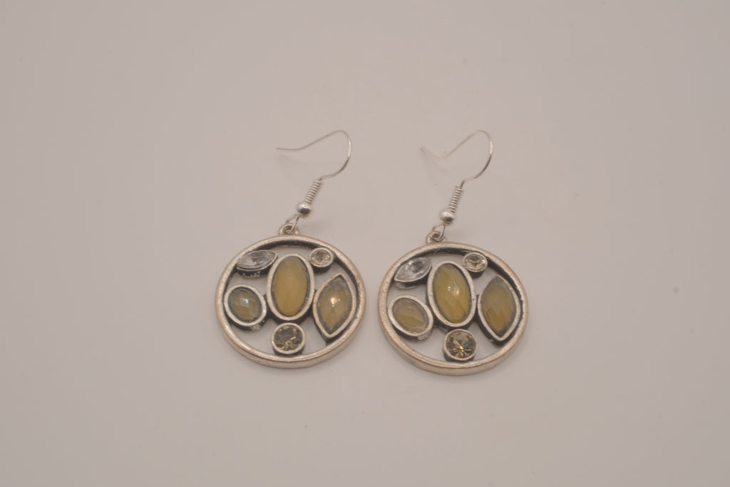 Vintage Olive green ornate drop earrings
