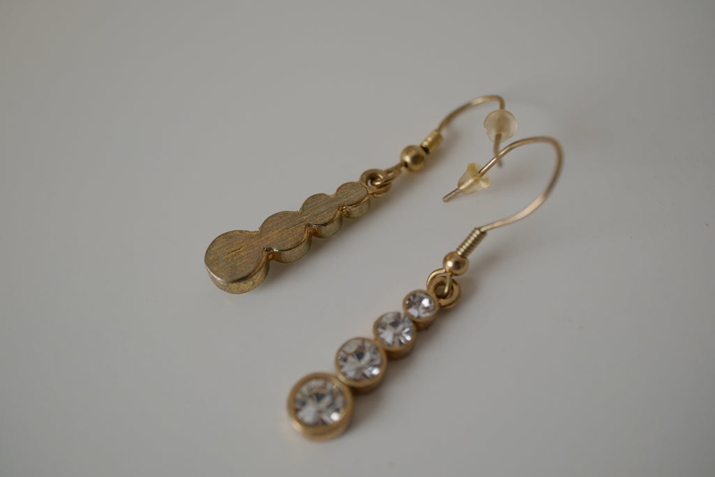 Vintage gold-toned graduated crystal dangle earrings
