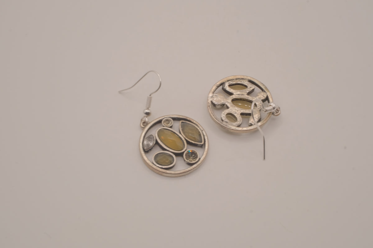 Vintage Olive green ornate drop earrings